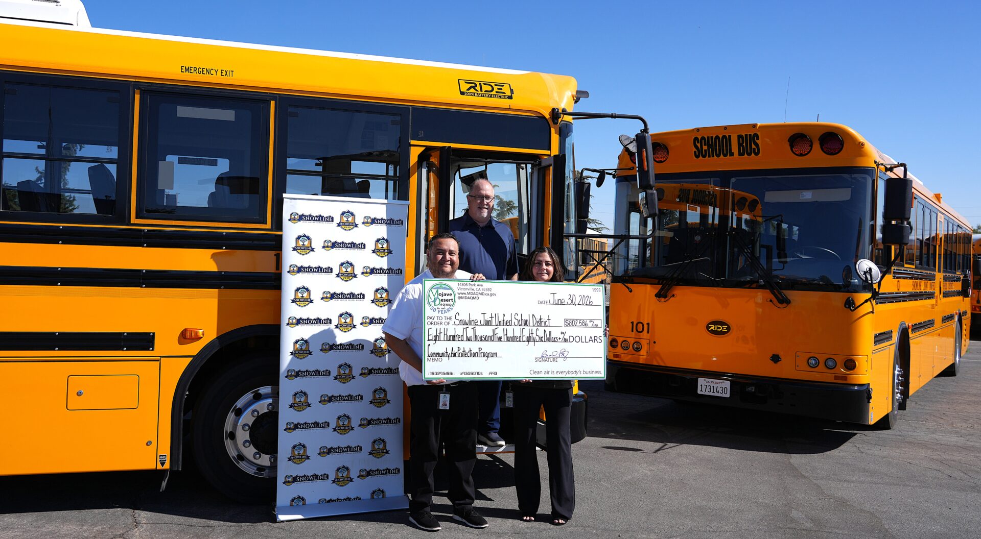 Snowline JUSD Awarded $802,586 Grant For Electric School Buses And Charging Infrastructure